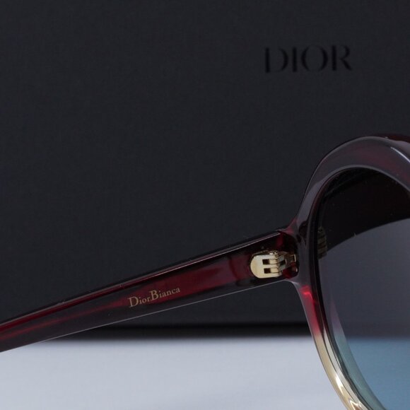 Dior DIORBIANCA 0T5 I7 Round Sunglasses - Burgundy Gradient/Grey - Picture 7 of 10